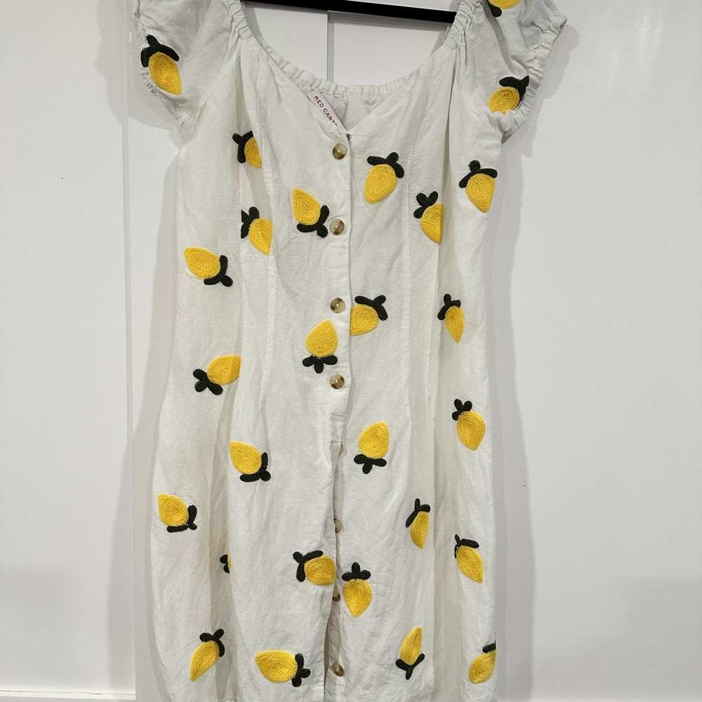 Red Carter lemon embroidered dress size M